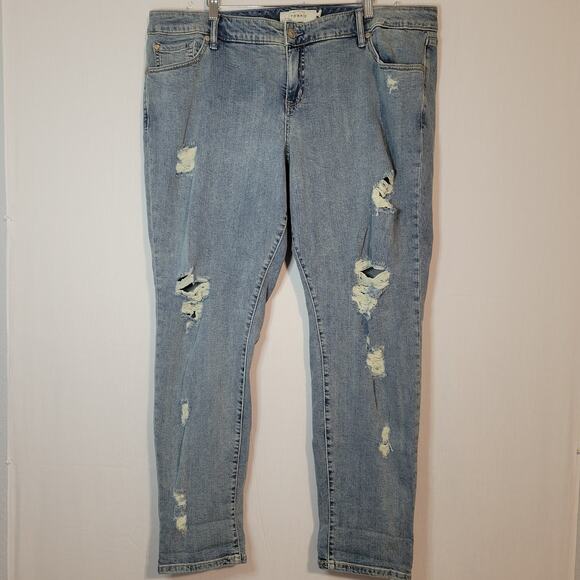 Torrid Boyfriend Fit jeans women's size 20 blue distressed denim grunge rock - Picture 1 of 10